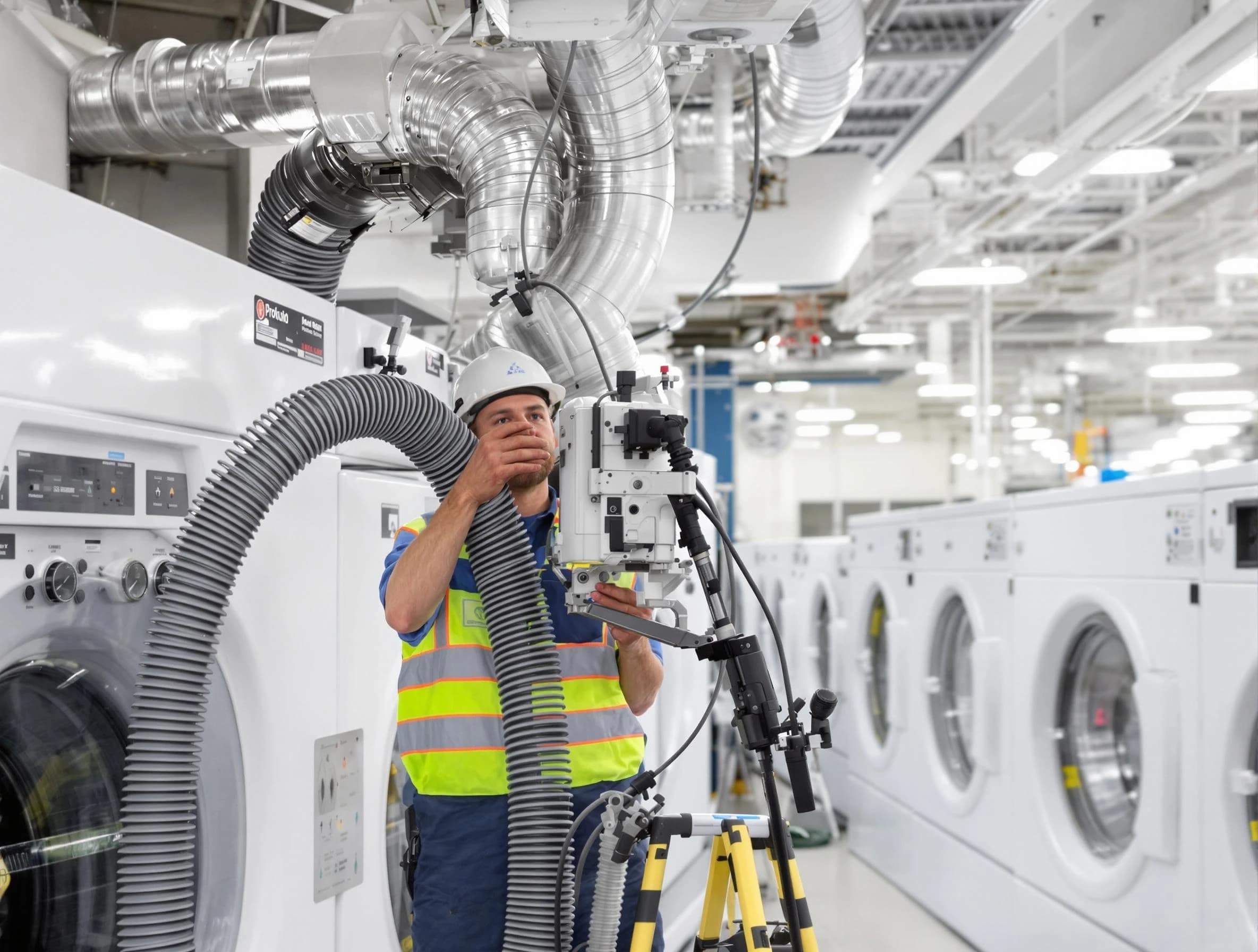 North Huntingdon Dryer Vent Cleaning team performing commercial-grade dryer vent cleaning at a business facility in North Huntingdon