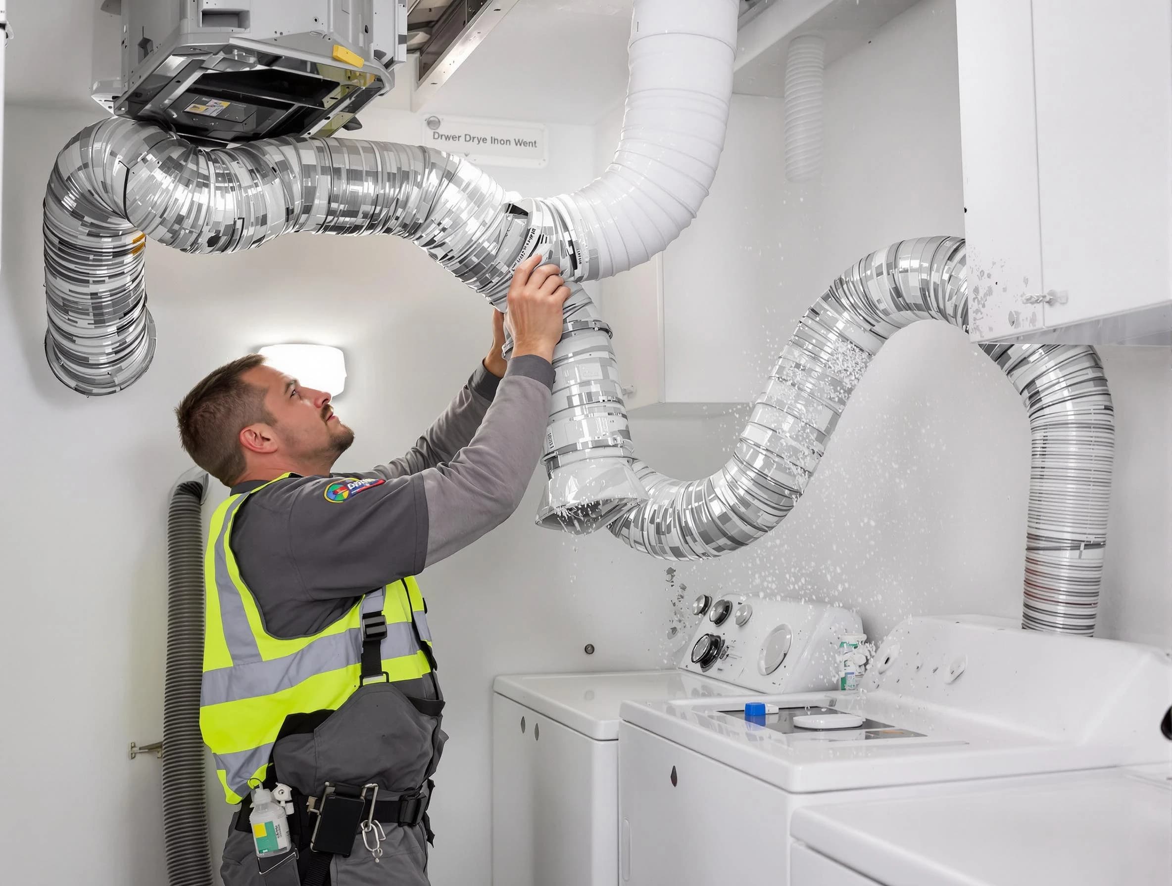 North Huntingdon Dryer Vent Cleaning technician performing detailed dryer exhaust vent cleaning at a home in North Huntingdon