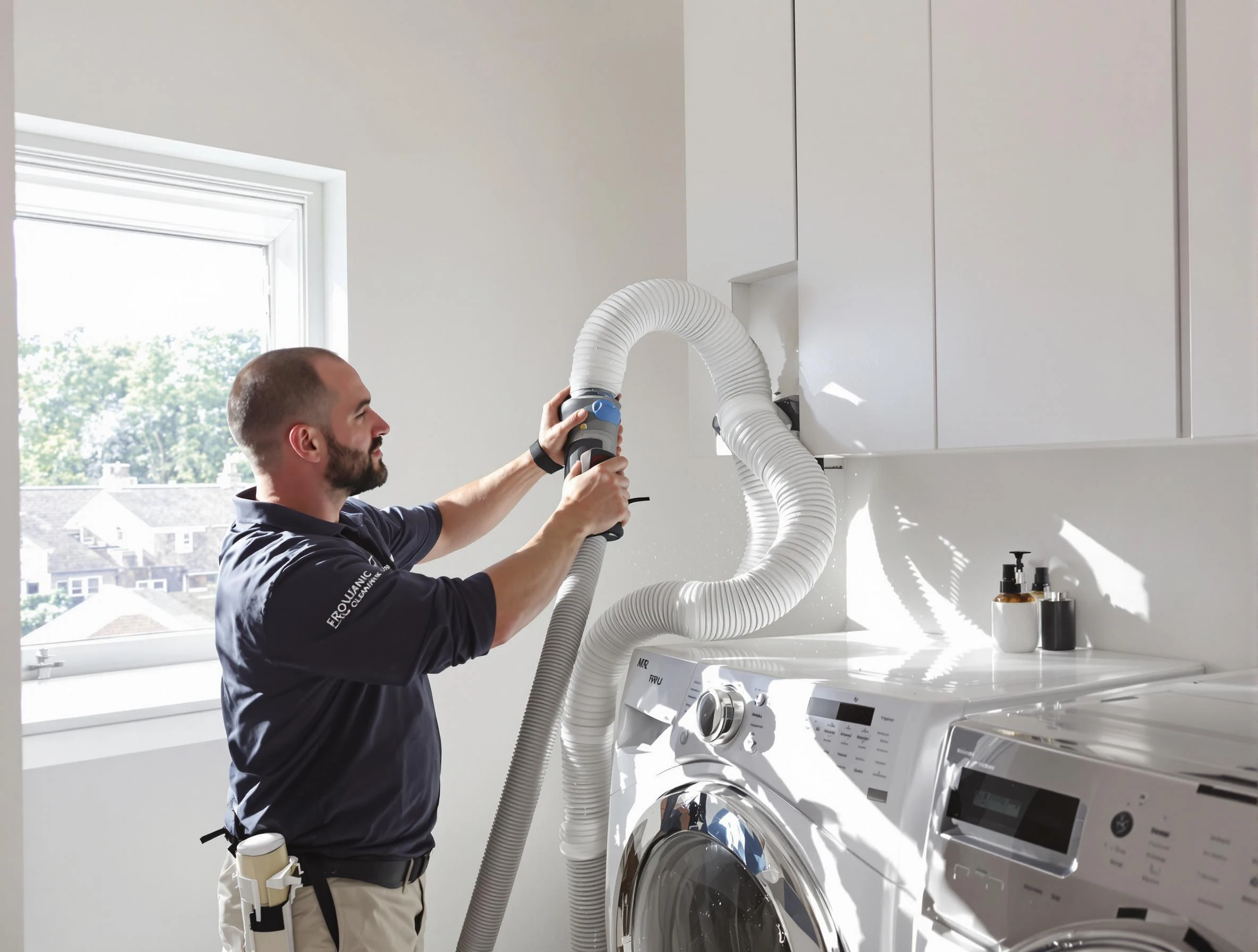 Certified North Huntingdon Dryer Vent Cleaning technician performing dryer vent cleaning in North Huntingdon