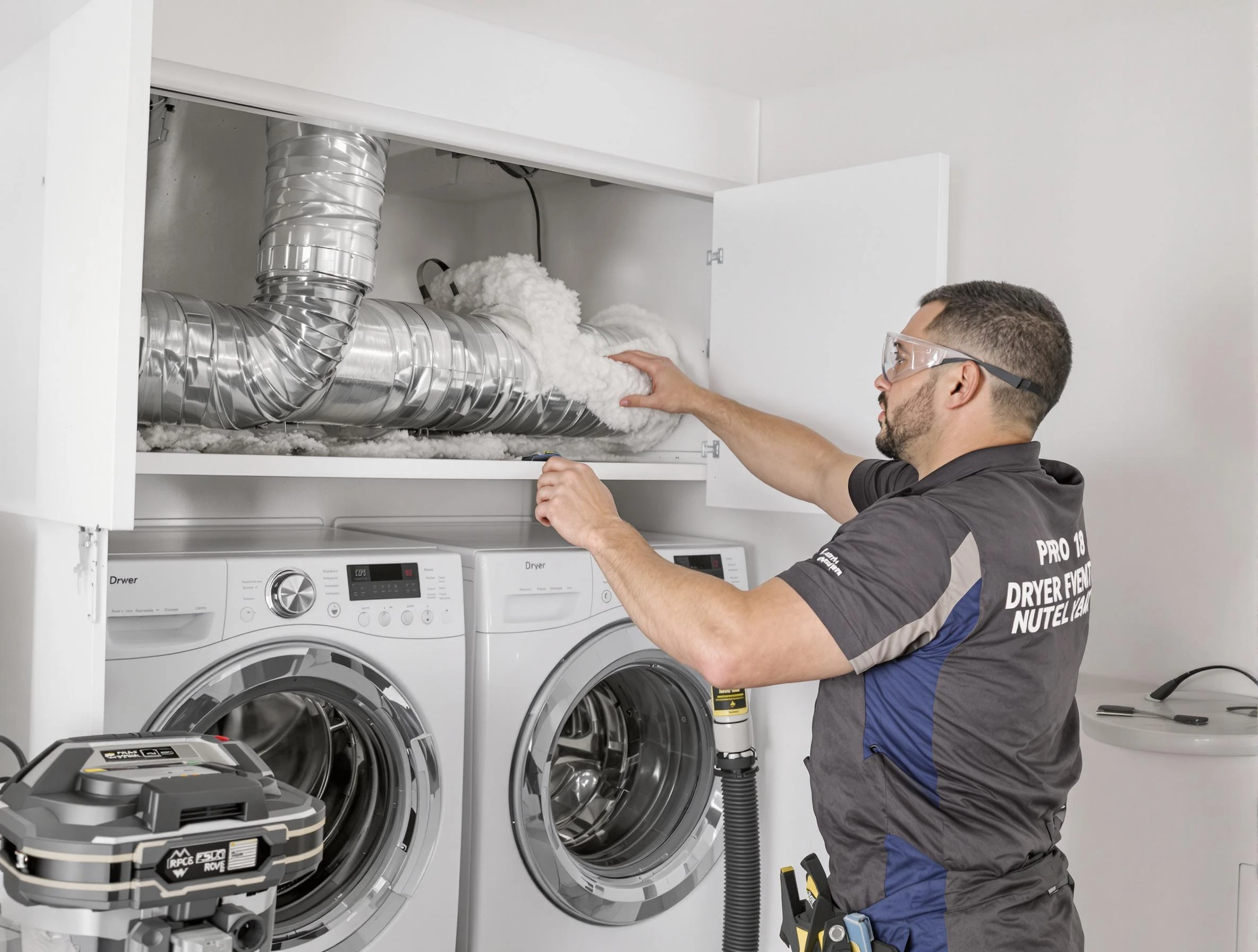 North Huntingdon Dryer Vent Cleaning certified technician performing specialized gas dryer vent cleaning in North Huntingdon